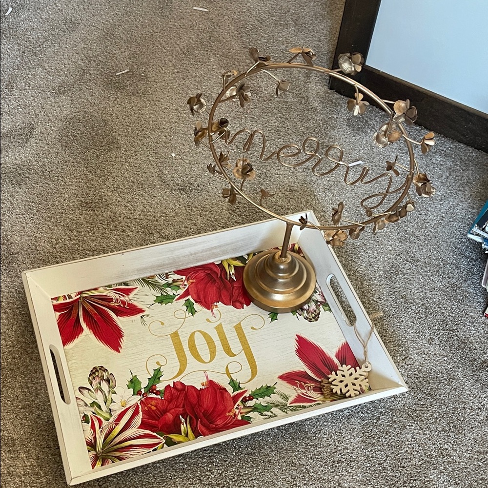 Festive Holiday Tray with Joy Design